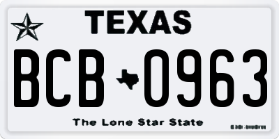 TX license plate BCB0963