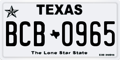 TX license plate BCB0965