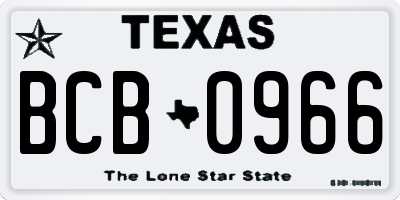 TX license plate BCB0966