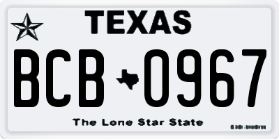 TX license plate BCB0967