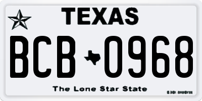 TX license plate BCB0968