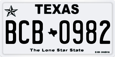 TX license plate BCB0982