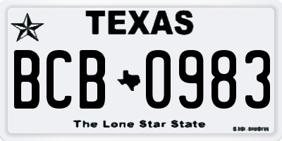 TX license plate BCB0983