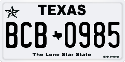 TX license plate BCB0985