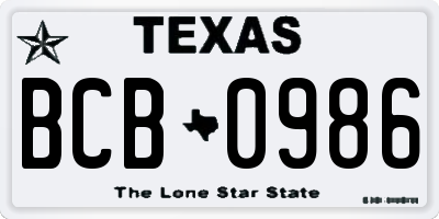 TX license plate BCB0986