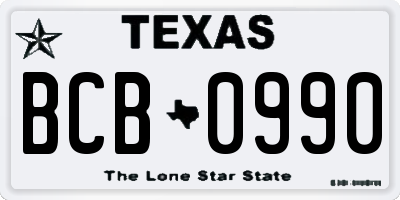 TX license plate BCB0990