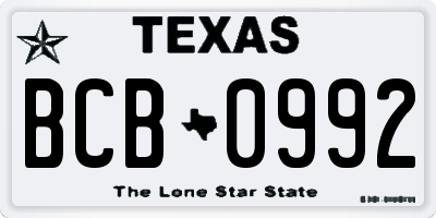 TX license plate BCB0992