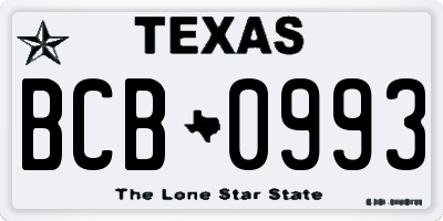 TX license plate BCB0993
