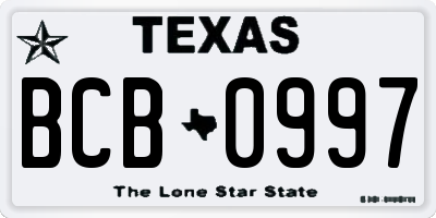 TX license plate BCB0997
