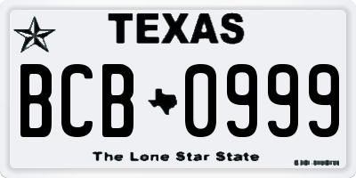 TX license plate BCB0999