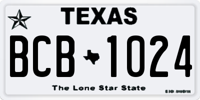 TX license plate BCB1024