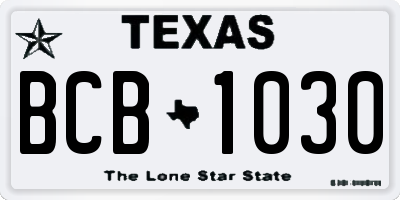 TX license plate BCB1030