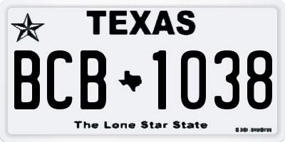 TX license plate BCB1038