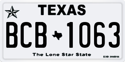 TX license plate BCB1063