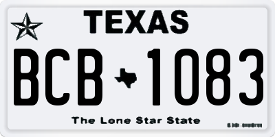 TX license plate BCB1083