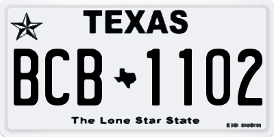 TX license plate BCB1102