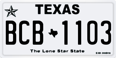 TX license plate BCB1103