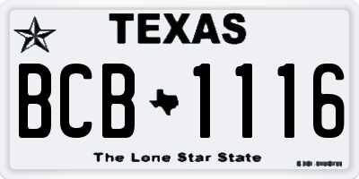 TX license plate BCB1116