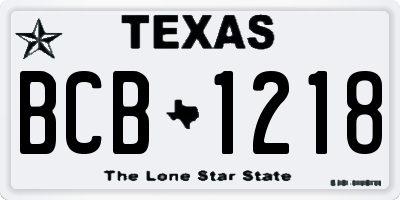 TX license plate BCB1218