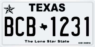TX license plate BCB1231