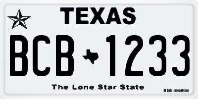 TX license plate BCB1233