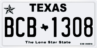 TX license plate BCB1308