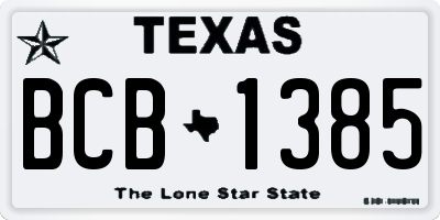 TX license plate BCB1385