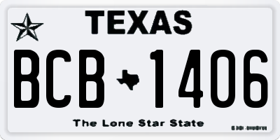 TX license plate BCB1406