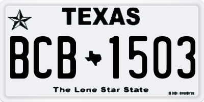 TX license plate BCB1503