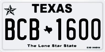 TX license plate BCB1600