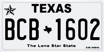 TX license plate BCB1602
