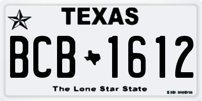 TX license plate BCB1612