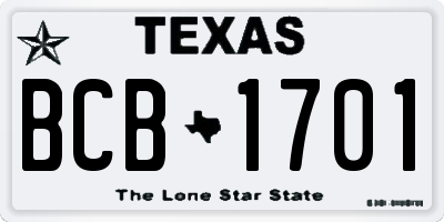 TX license plate BCB1701