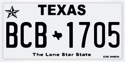 TX license plate BCB1705