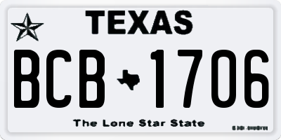 TX license plate BCB1706