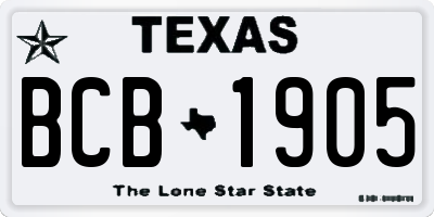 TX license plate BCB1905