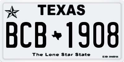 TX license plate BCB1908