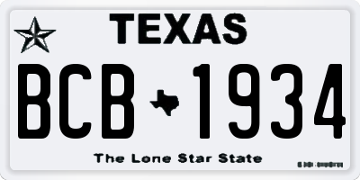 TX license plate BCB1934