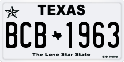 TX license plate BCB1963