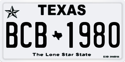 TX license plate BCB1980