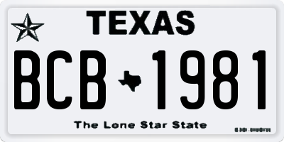 TX license plate BCB1981