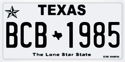 TX license plate BCB1985