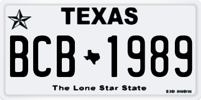 TX license plate BCB1989