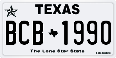 TX license plate BCB1990