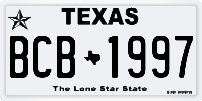 TX license plate BCB1997