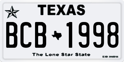 TX license plate BCB1998