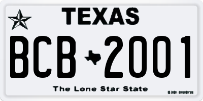 TX license plate BCB2001