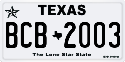 TX license plate BCB2003