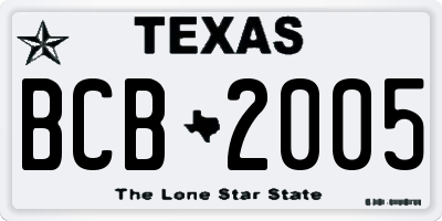 TX license plate BCB2005