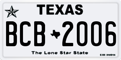 TX license plate BCB2006